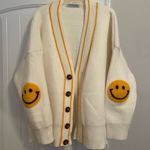 Miss Sparkling Smiley Face Varsity button down sweater